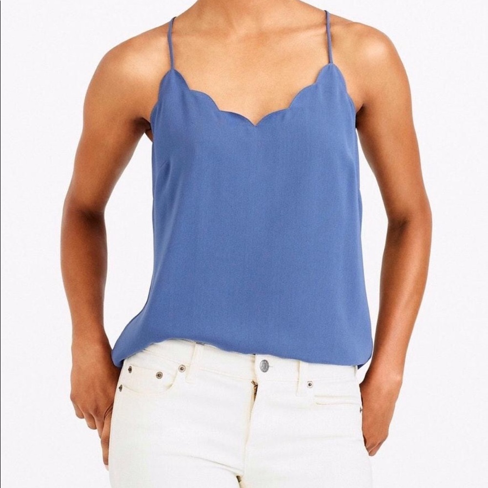 J. Crew Royal Blue Scalloped Cami Blouse